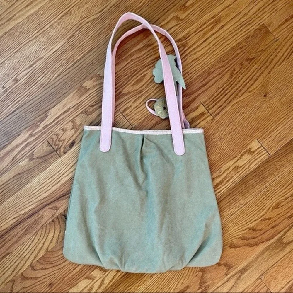 Disneyland | Khaki Green and Pink Tinker Bell Tote Bag